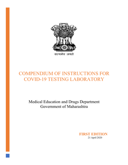 Compendium of Instructions for COVID-19 Testing Laboratory (First