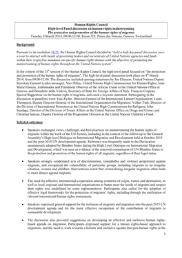 1 Human Rights Council High-Level Panel Discussion on Human Rights Mainstreaming the Protection and Promotion of the Human Right