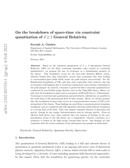On the Breakdown of Space-Time Via Constraint Quantization of $ D\Geq2