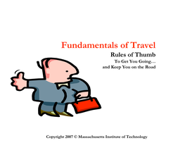 Fundamentals of Travel Rules of Thumb to Get You Going… and Keep You on the Road