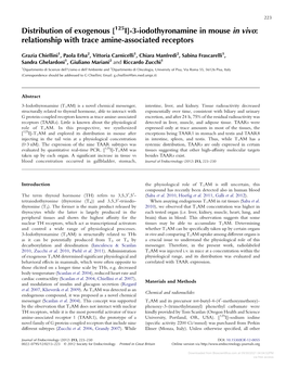 [ I]-3-Iodothyronamine in Mouse in Vivo: Relationship with Trace