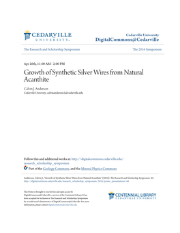 Growth of Synthetic Silver Wires from Natural Acanthite Calvin J