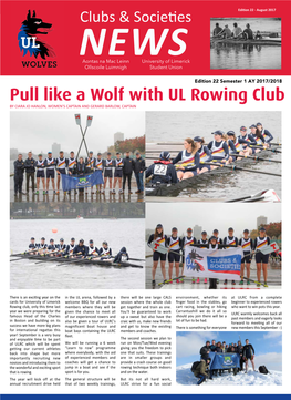 Pull Like a Wolf with UL Rowing Club by CIARA JO HANLON, WOMEN’S CAPTAIN and GERARD BARLOW, CAPTAIN