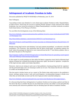 Infringement of Academic Freedom in India