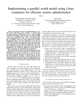 Implementing a Parallel World Model Using Linux Containers for Efficient System Administration