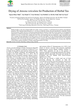 Drying of Annona Reticulata for Production of Herbal Tea