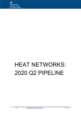 Heat Networks Project Pipeline April to June 2020