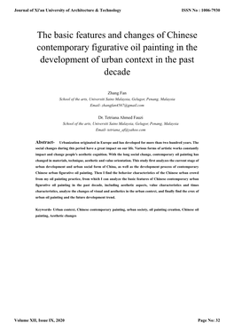 The Basic Features and Changes of Chinese Contemporary Figurative Oil Painting in the Development of Urban Context in the Past Decade