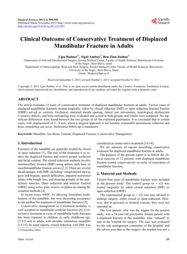 Clinical Outcome of Conservative Treatment of Displaced Mandibular Fracture in Adults