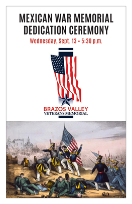 MEXICAN WAR MEMORIAL DEDICATION CEREMONY Wednesday, Sept