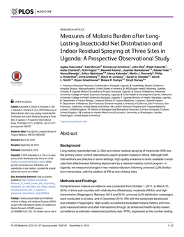 Measures of Malaria Burden After Long-Lasting Insecticidal Net