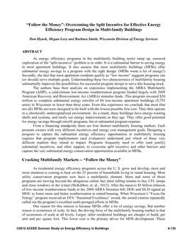 Overcoming the Split Incentive for Effective Energy Efficiency Program Design in Multi-Family Buildings