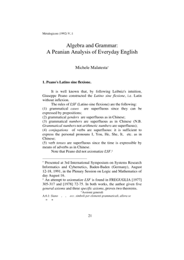 Algebra and Grammar: a Peanian Analysis of Everyday English