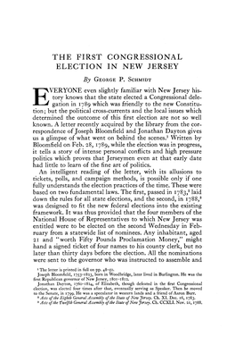 The First Congressional Election in New Jersey