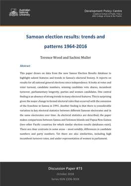 Samoan Election Results: Trends and Patterns 1964-2016