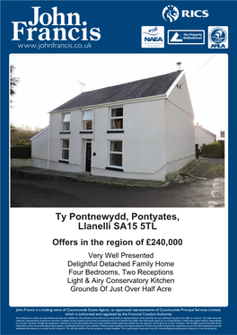 Ty Pontnewydd, Pontyates, Llanelli SA15