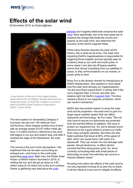 Effects of the Solar Wind 25 November 2019, by Science@Nasa