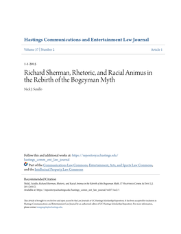 Richard Sherman, Rhetoric, and Racial Animus in the Rebirth of the Bogeyman Myth Nick J