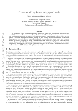 Extraction of Long K-Mers Using Spaced Seeds