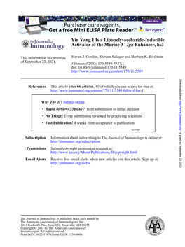 Enhancer, Hs3 Igh ′ Activator of the Murine 3 Yin Yang 1 Is A