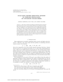 Evaluating Higher Derivative Tensors by Forward Propagation of Univariate Taylor Series