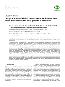 Design of a Secure Wireless Home Automation System with an Open Home Automation Bus (Openhab 2) Framework