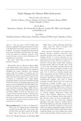 Name Changes for Chinese Pilea (Urticaceae)