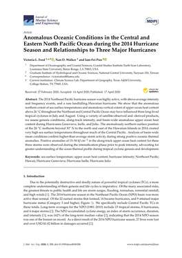 Anomalous Oceanic Conditions in the Central and Eastern North Pacific Ocean During the 2014 Hurricane Season and Relationships T