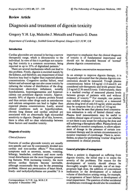 Diagnosis and Treatment of Digoxin Toxicity