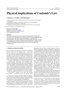 Physical Implications of Coulomb's