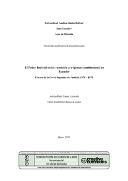 El Poder Judicial En La Transición Al Régimen Constitucional En Ecuador