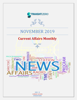 NOVEMBER 2019 Current Affairs Monthly