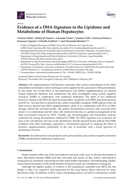 Evidence of a DHA Signature in the Lipidome and Metabolome of Human Hepatocytes