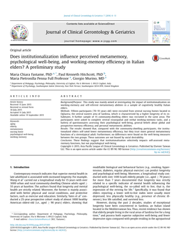 Does Institutionalization Influence Perceived Metamemory