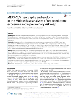 MERS-Cov Geography and Ecology in the Middle East