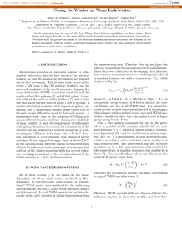 Closing the Window on Warm Dark Matter