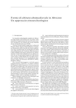 Forme Di Abitato Altomedievale in Abruzzo Un Approccio Etnoarcheologico