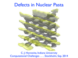 Defects in Nuclear Pasta David Reagan David