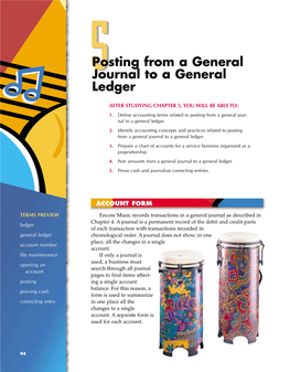 Posting from a General Journal to a General Ledger