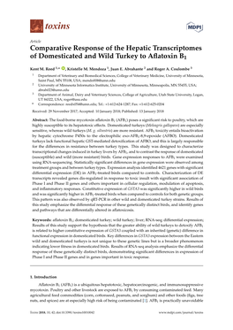 Comparative Response of the Hepatic Transcriptomes of Domesticated and Wild Turkey to Aﬂatoxin B1