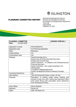 158-160 Pentonville Rd Committe Report