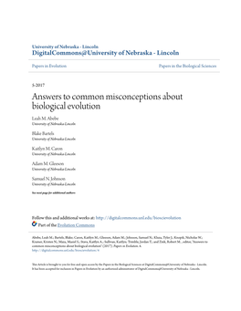 Answers to Common Misconceptions About Biological Evolution Leah M