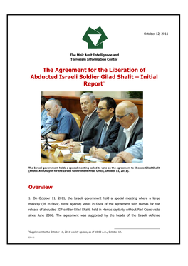 The Agreement for the Liberation of Abducted Israeli Soldier Gilad Shalit – Initial Report1