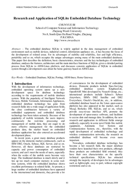 Research and Application of Sqlite Embedded Database Technology