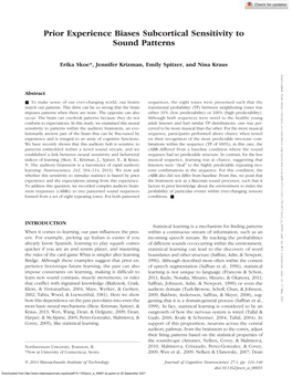 Prior Experience Biases Subcortical Sensitivity to Sound Patterns