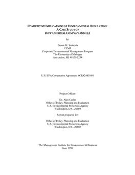 Competitive Implications of Environmental Regulation: a Case Study on Dow Chemical Company and I,I,I