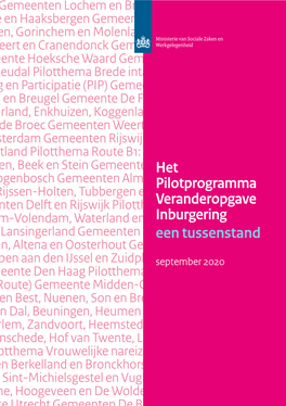 Het Pilotprogramma Veranderopgave Inburgering Een Tussenstand September 2020 Pilotprogramma | Veranderopgave Inburgering (VOI)