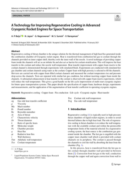 A Technology for Improving Regenerative Cooling in Advanced Cryogenic Rocket Engines for Space Transportation