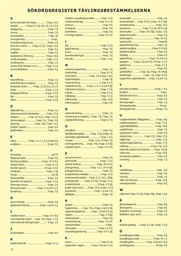 Sökordsregister Tävlingsbestämmelserna