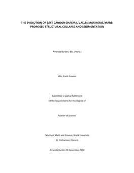 The Evolution of East Candor Chasma, Valles Marineris, Mars: Proposed Structural Collapse and Sedimentation